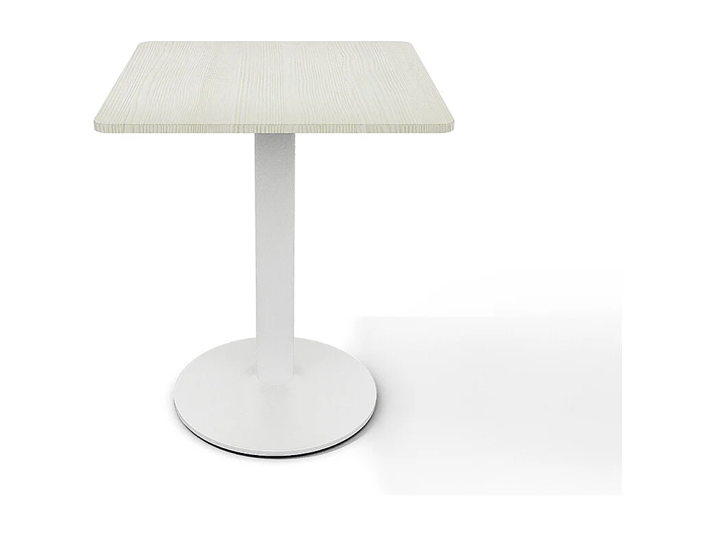White Compact Square Cafe Table with Metal Base