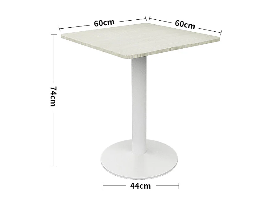 White Compact Square Cafe Table with Metal Base