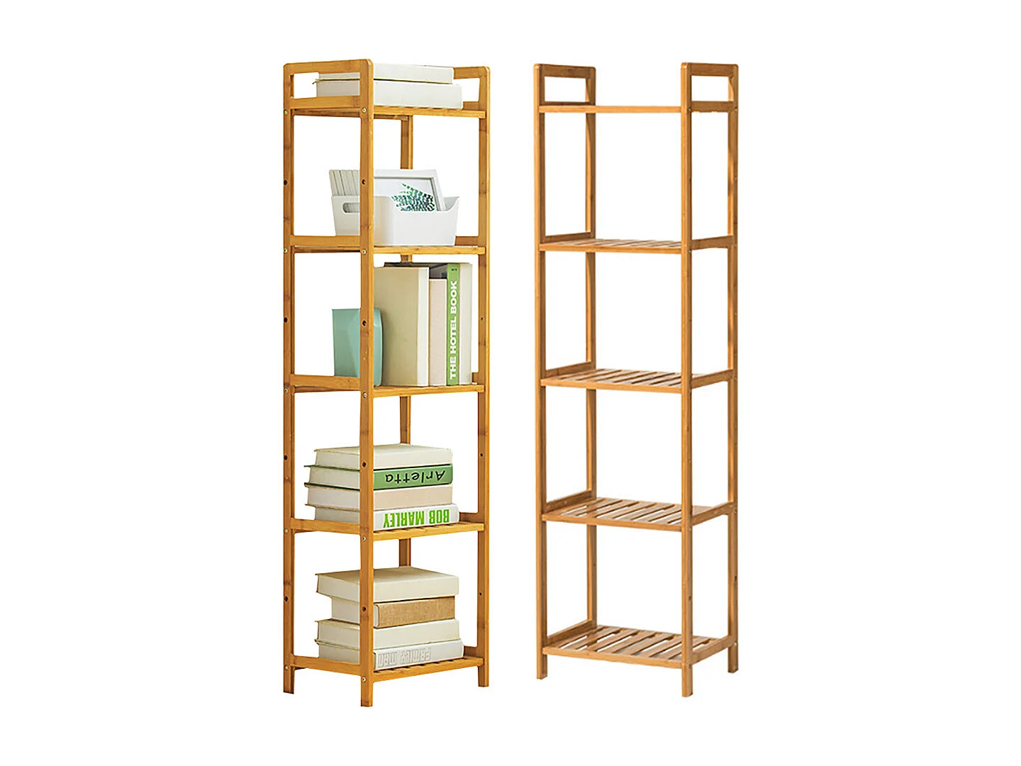 5-Tier Bamboo Book Storage Shelf - 35cm
