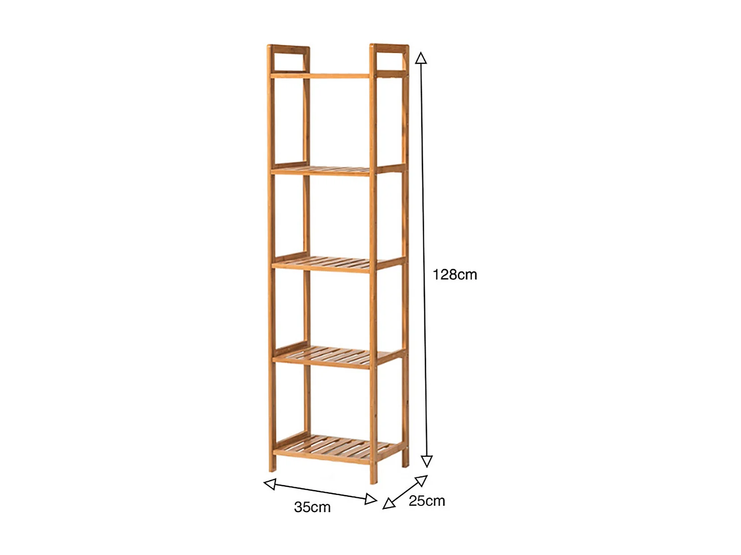 5-Tier Bamboo Book Storage Shelf - 35cm