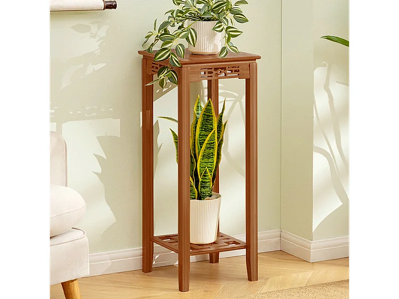 2-Tier Classic Chinese Style Bamboo Plant Stand