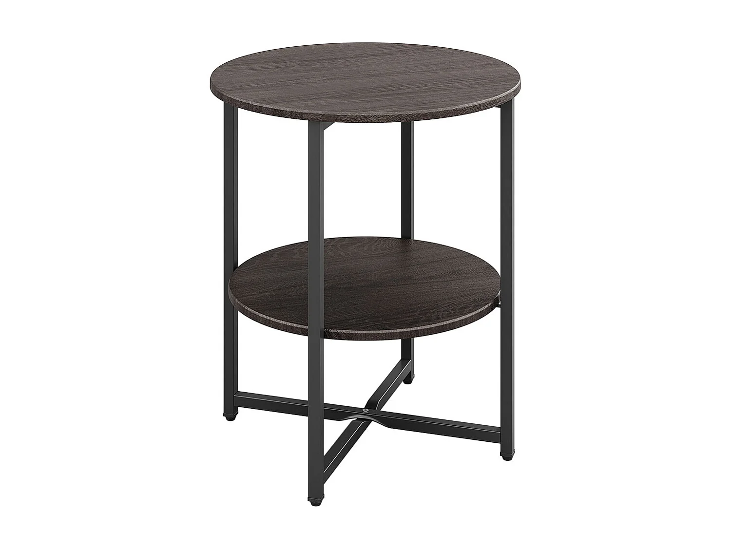 2-Tier Compact Round Coffee Table - Walnut
