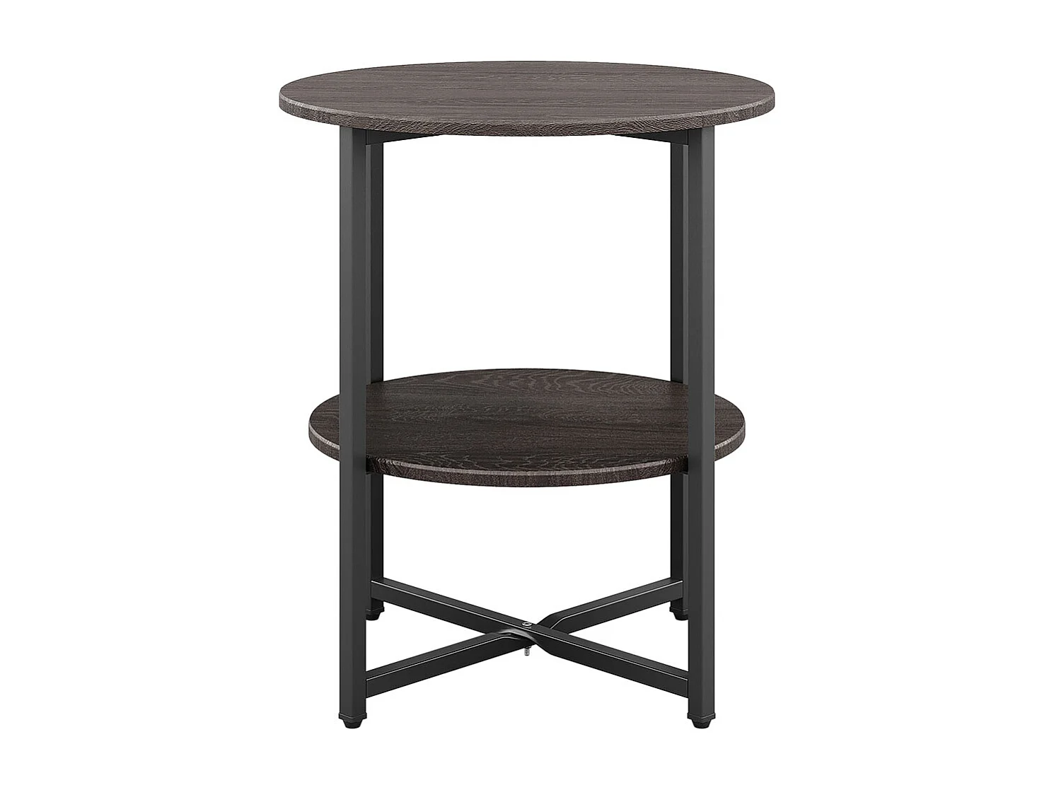 2-Tier Compact Round Coffee Table - Walnut