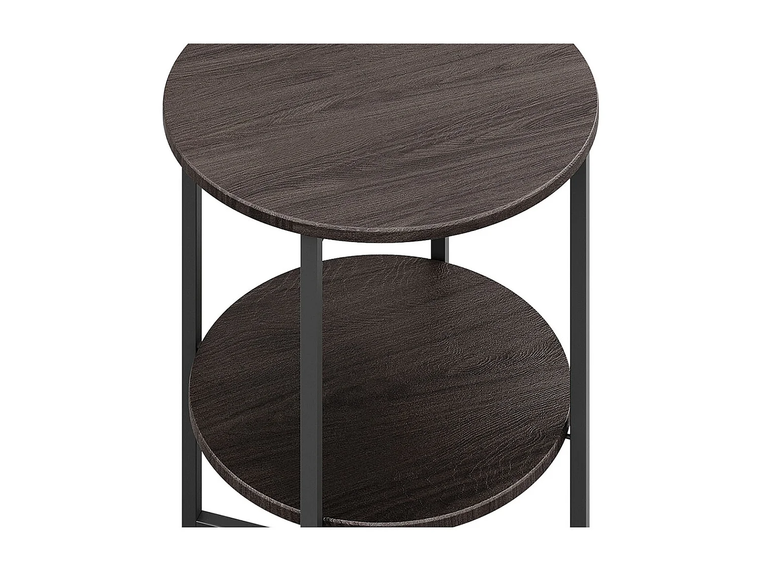 2-Tier Compact Round Coffee Table - Walnut