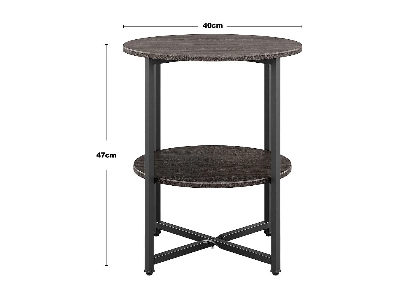 2-Tier Compact Round Coffee Table - Walnut