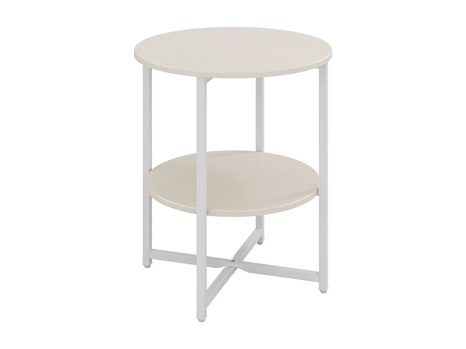 2-Tier Compact Round Coffee Table - White