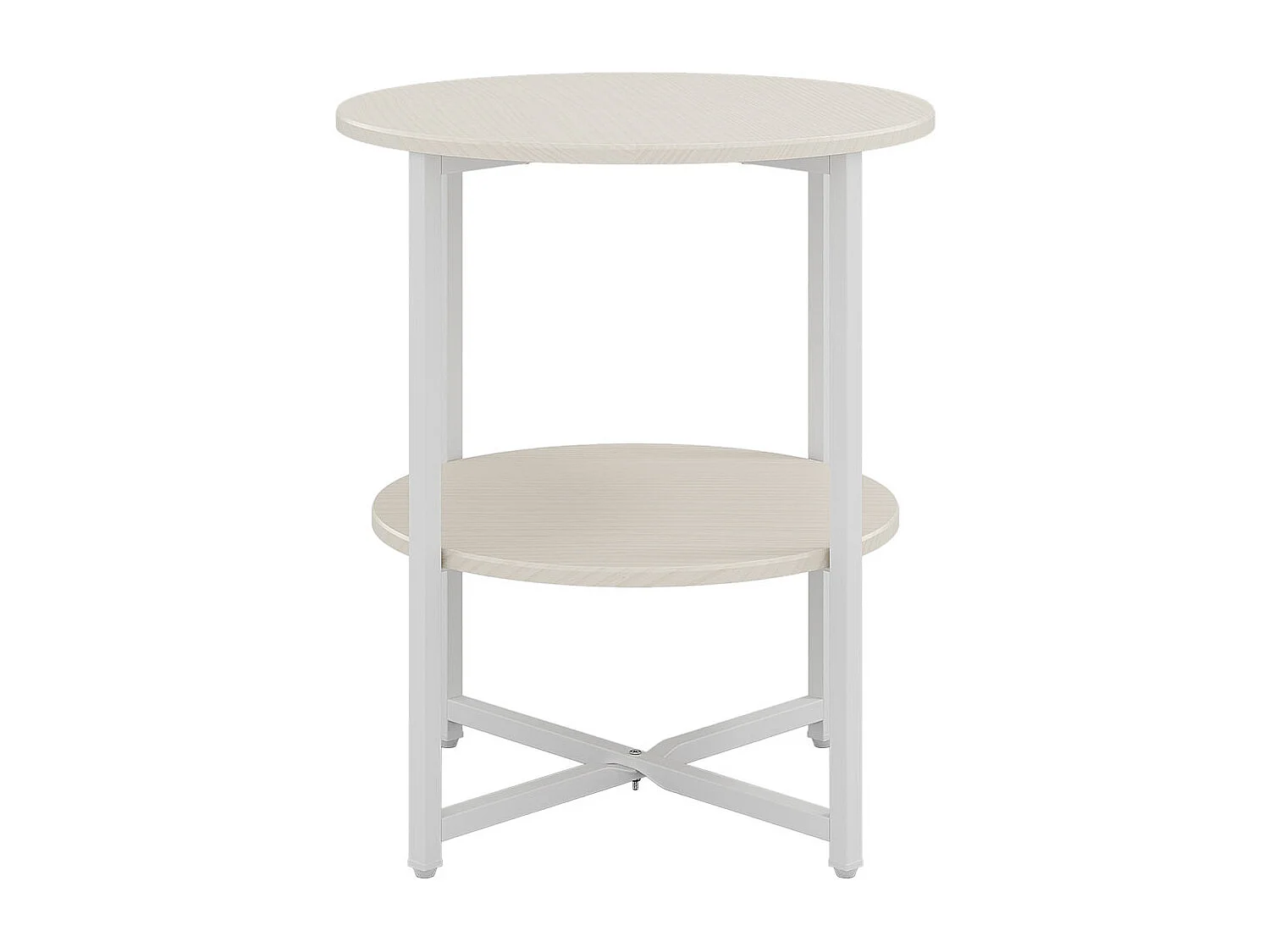 2-Tier Compact Round Coffee Table - White