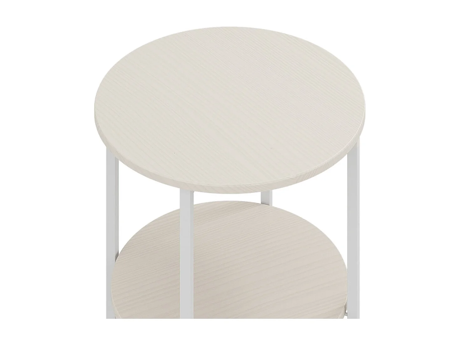 2-Tier Compact Round Coffee Table - White