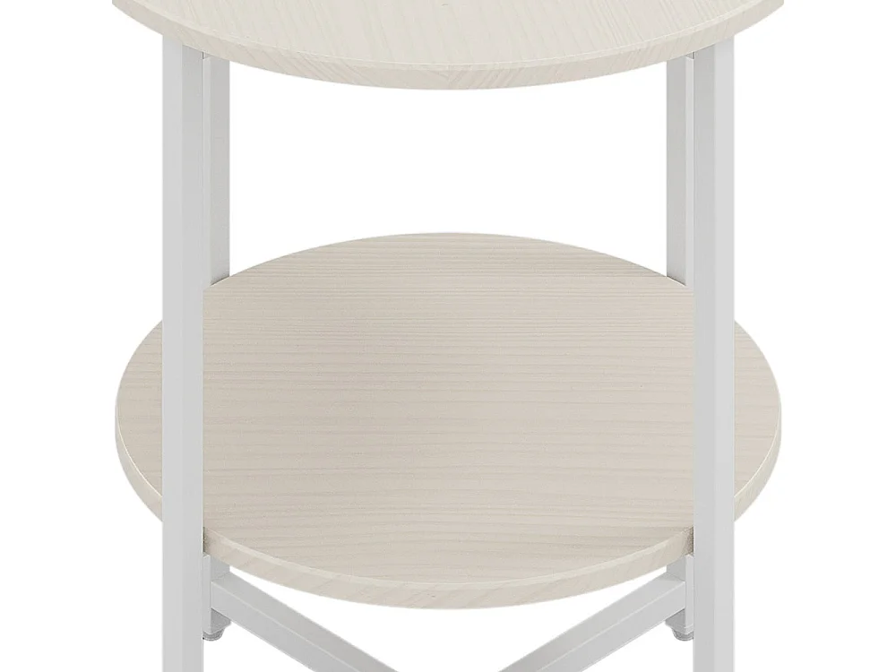 2-Tier Compact Round Coffee Table - White