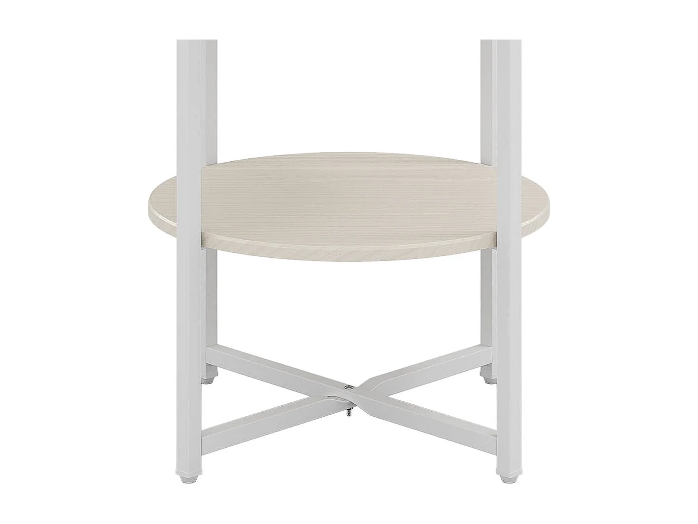 2-Tier Compact Round Coffee Table - White
