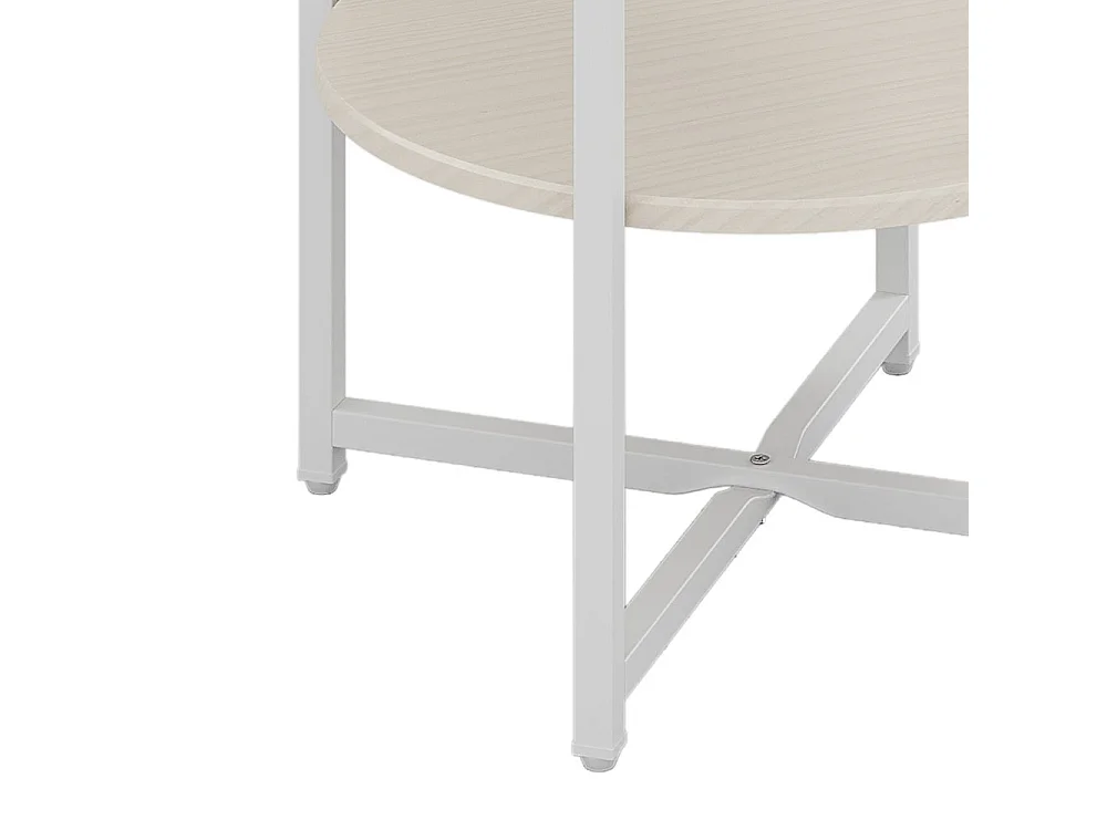 2-Tier Compact Round Coffee Table - White