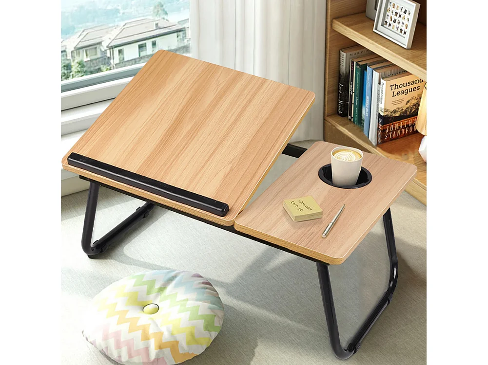 Adjustable Folding Laptop Bed Tray Table - Natural