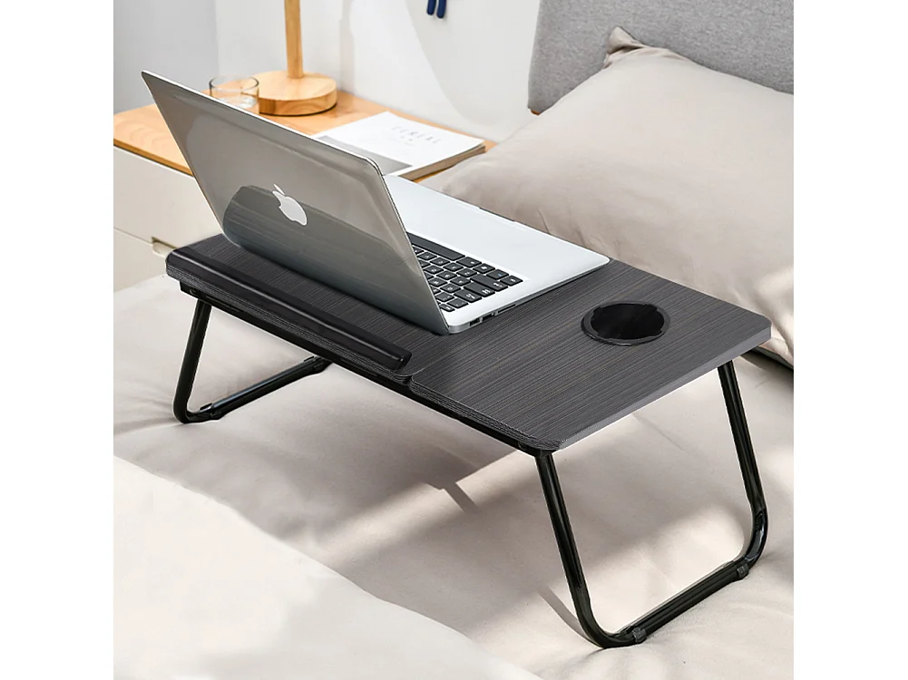 Adjustable Folding Laptop Bed Tray Table - Black