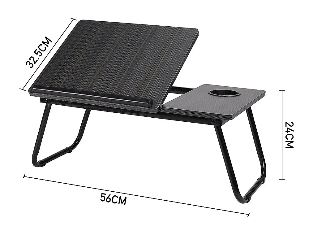 Adjustable Folding Laptop Bed Tray Table - Black