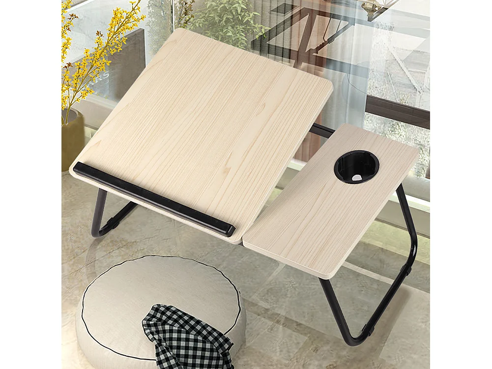 Adjustable Folding Laptop Bed Tray Table - Wood Colour