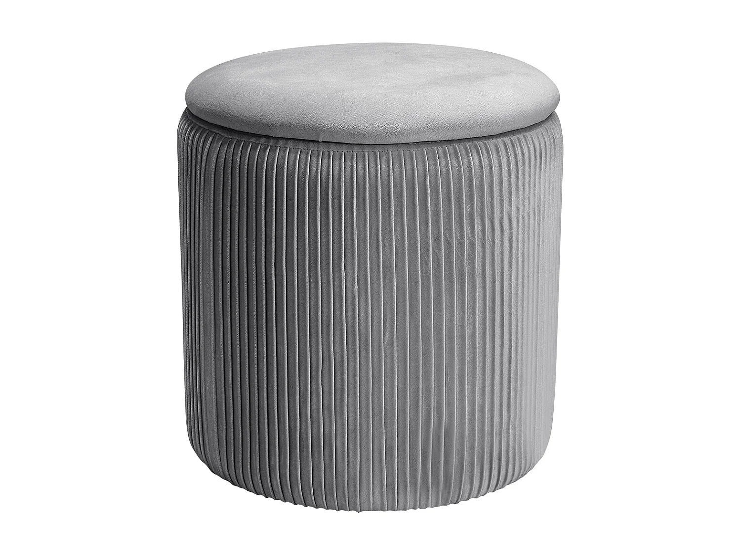 Grey Velvet Cylinder Lift-Top Storage Ottoman