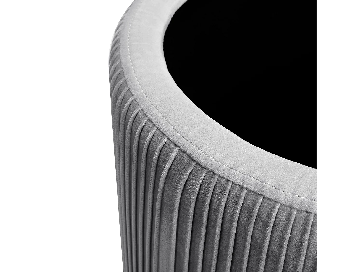 Grey Velvet Cylinder Lift-Top Storage Ottoman