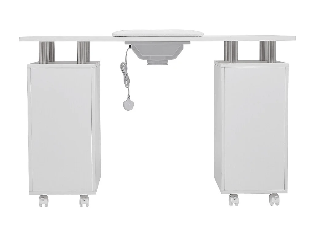 White Professional Mobile Manicure Table with Built-In Dust Collector