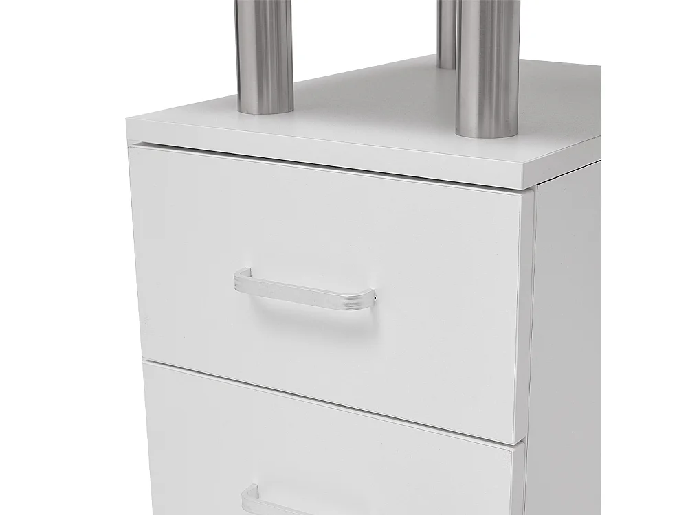 White Professional Mobile Manicure Table with Built-In Dust Collector