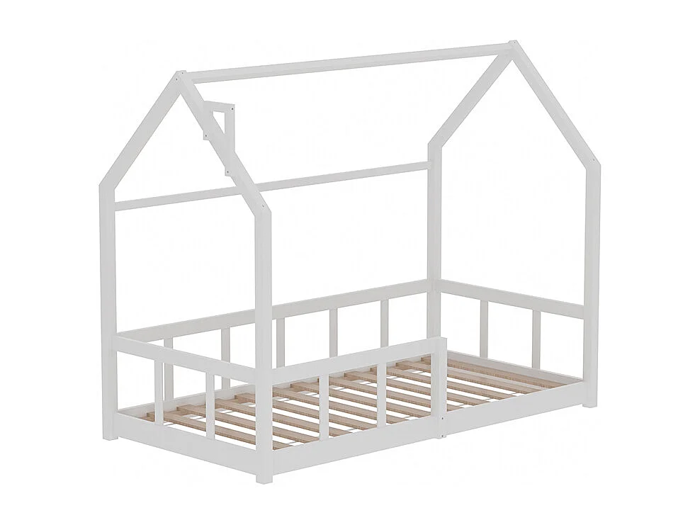 House-Shaped Pine Wood Kids' Bed Frame - White