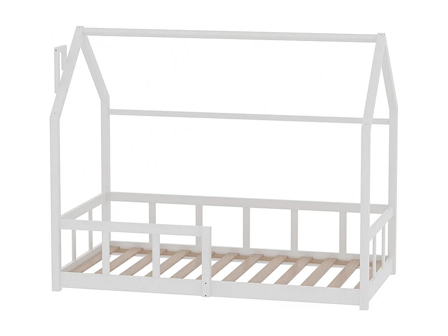 House-Shaped Pine Wood Kids' Bed Frame - White