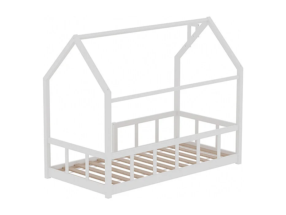 House-Shaped Pine Wood Kids' Bed Frame - White