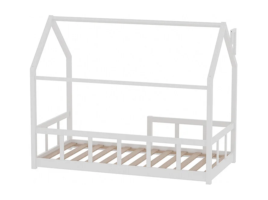 House-Shaped Pine Wood Kids' Bed Frame - White