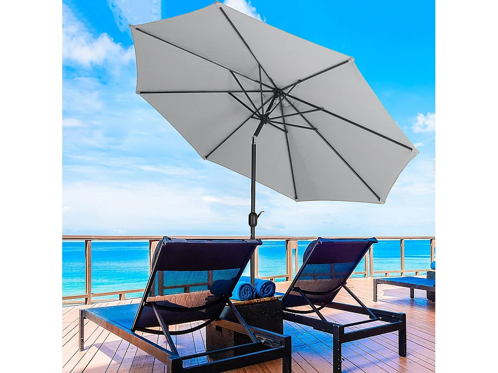 Large 3m Classic Parasol with Cement Base - Light Grey