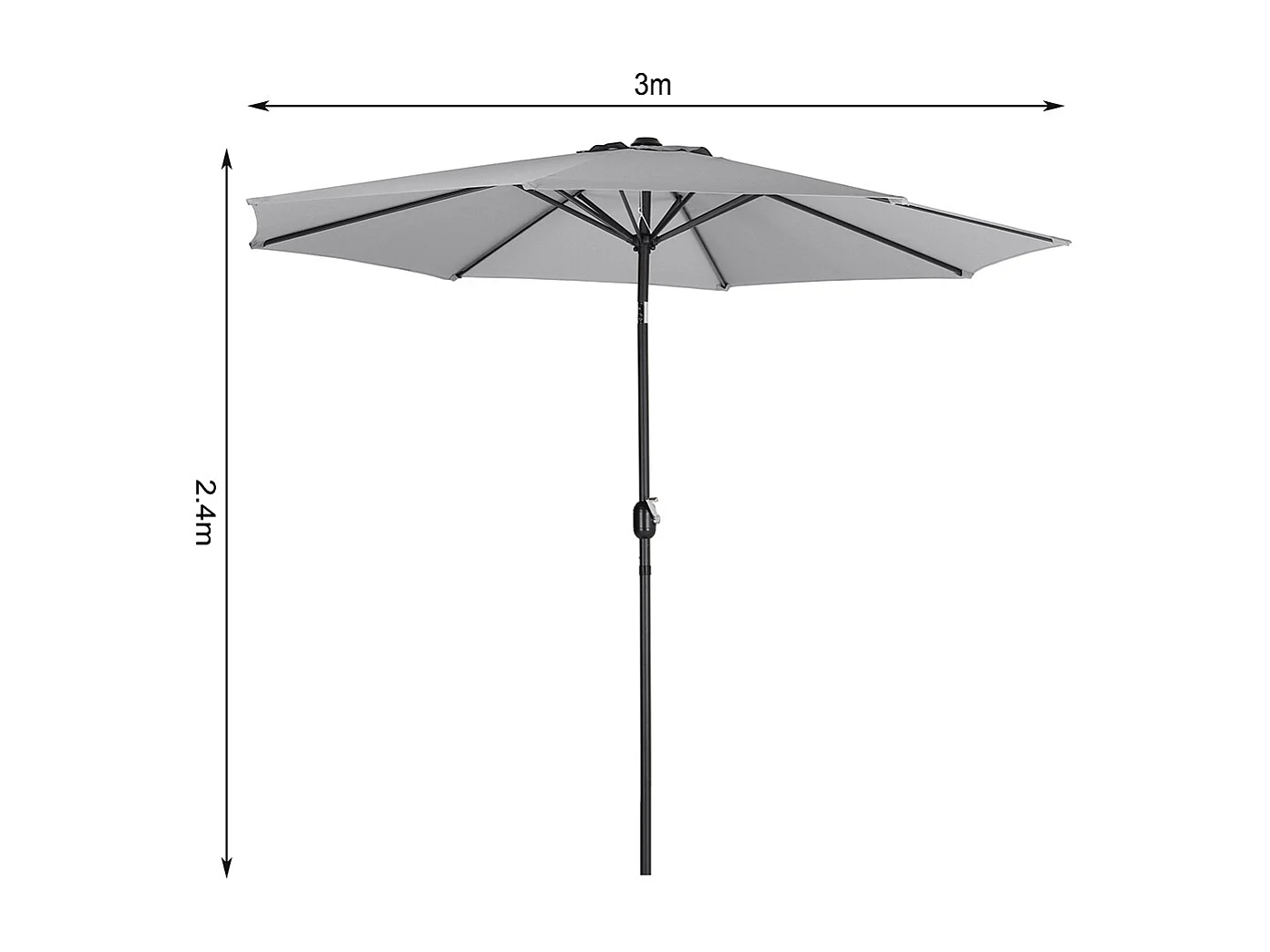 Large 3m Classic Parasol with Cement Base - Light Grey