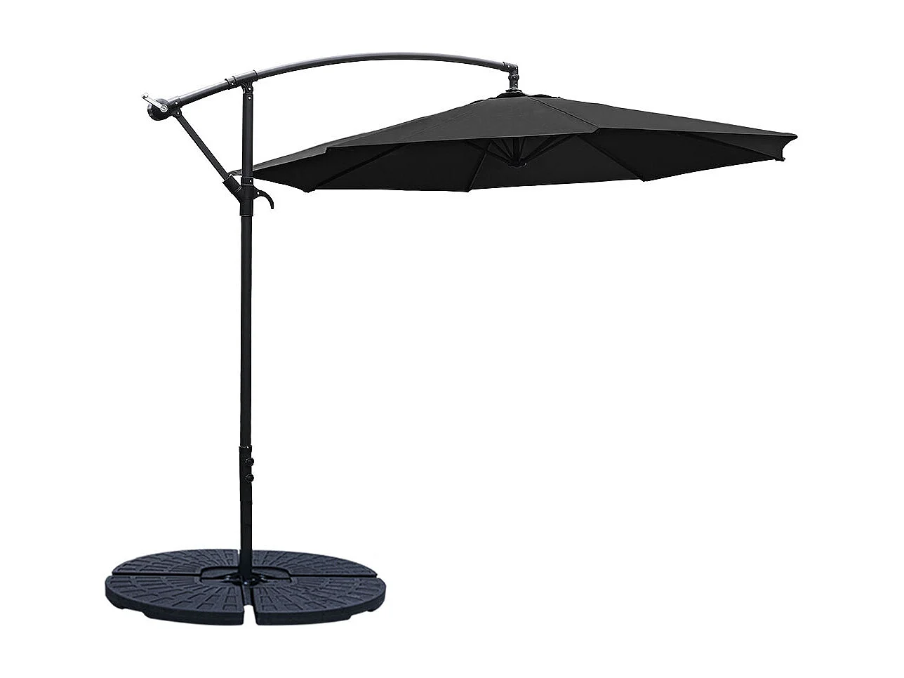 Large 3m Cantilever Parasol with Cross & Fillable Base - Black