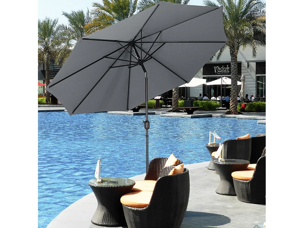 Large 3m Classic Parasol with Cement Base - Grey
