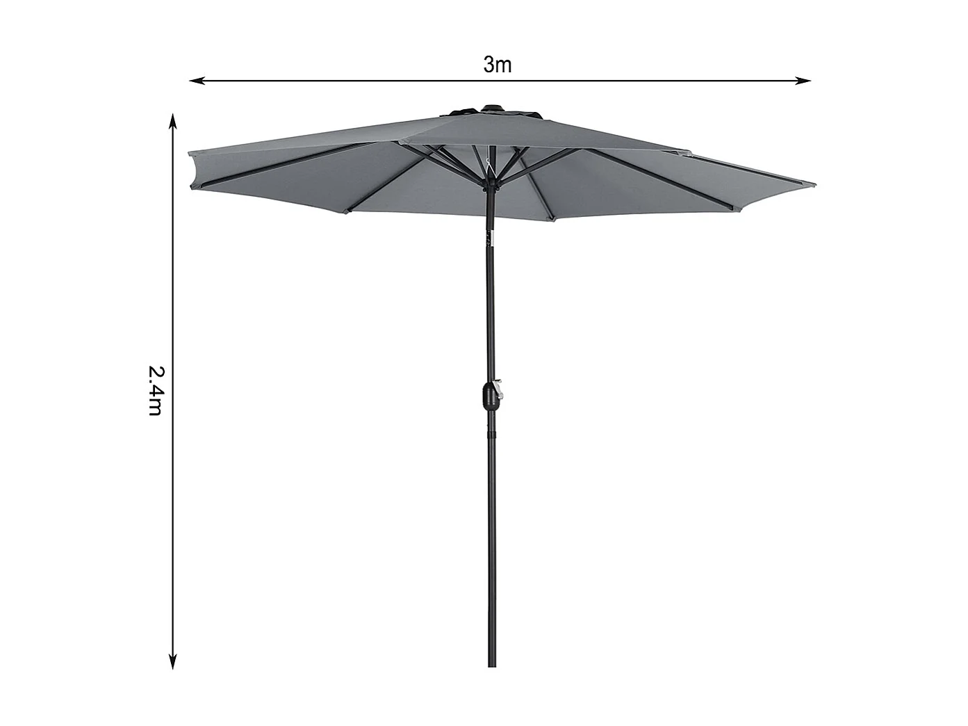 Large 3m Classic Parasol with Cement Base - Grey