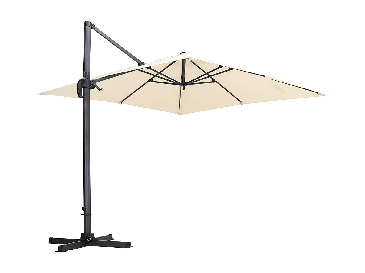 Large 3m Square Rotating Cantilever Parasol with Square Base - Beige
