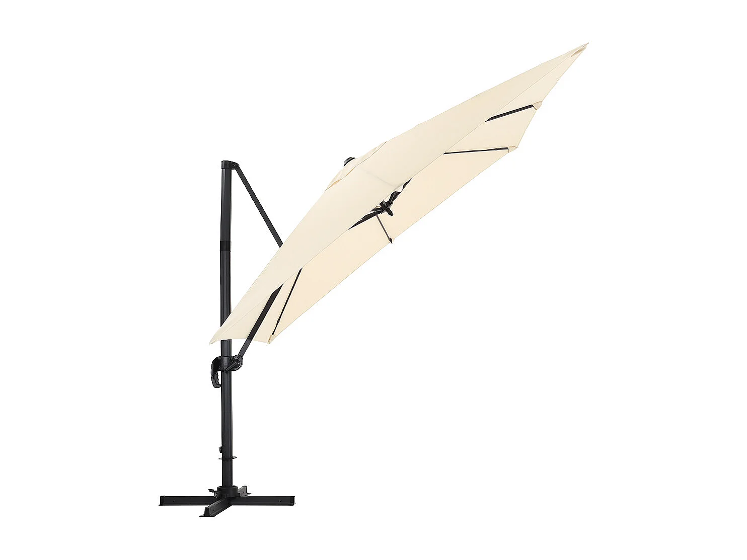 Large 3m Square Rotating Cantilever Parasol with Square Base - Beige