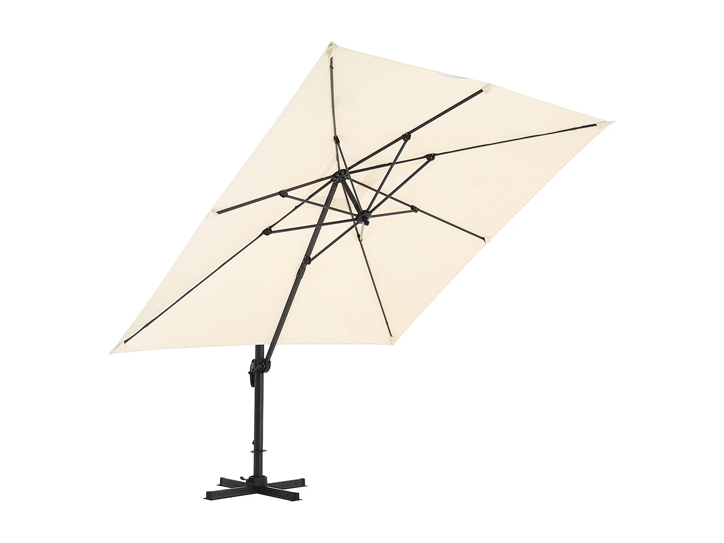 Large 3m Square Rotating Cantilever Parasol with Square Base - Beige