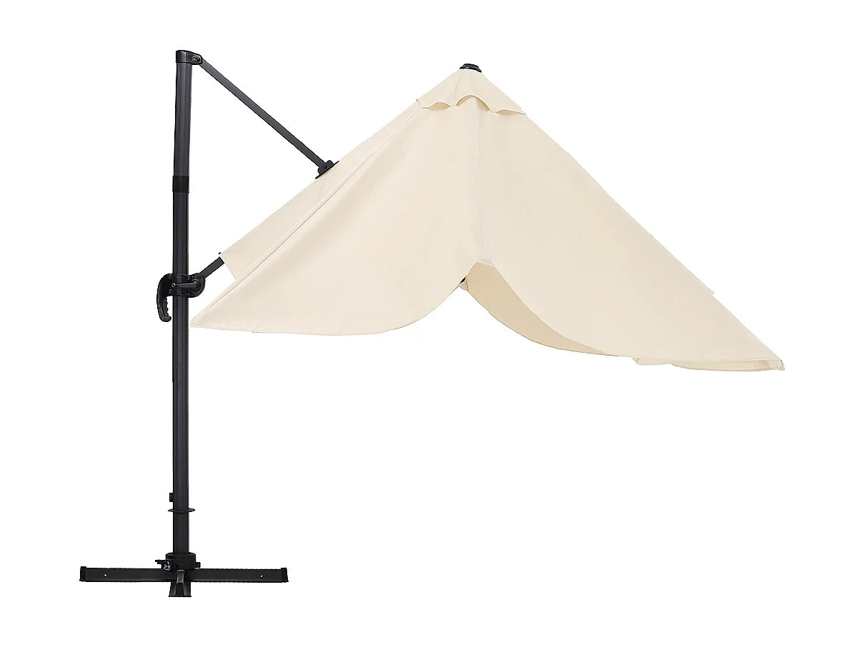 Large 3m Square Rotating Cantilever Parasol with Square Base - Beige