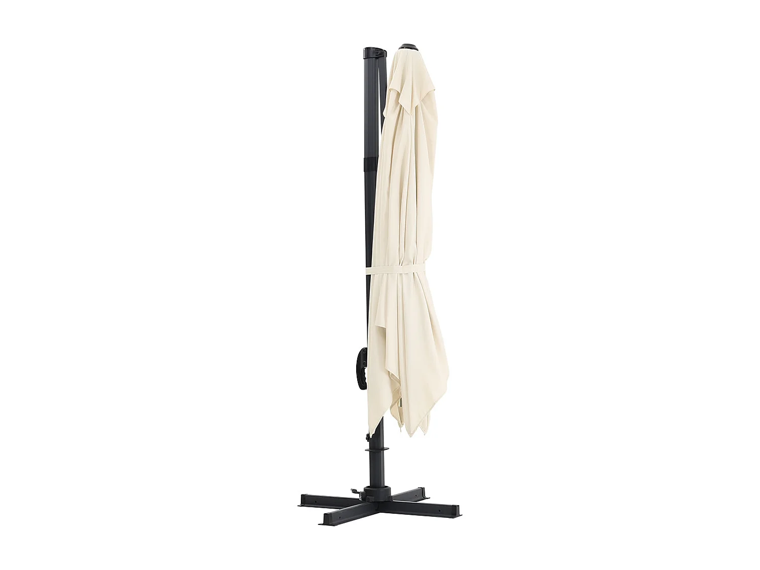 Large 3m Square Rotating Cantilever Parasol with Square Base - Beige