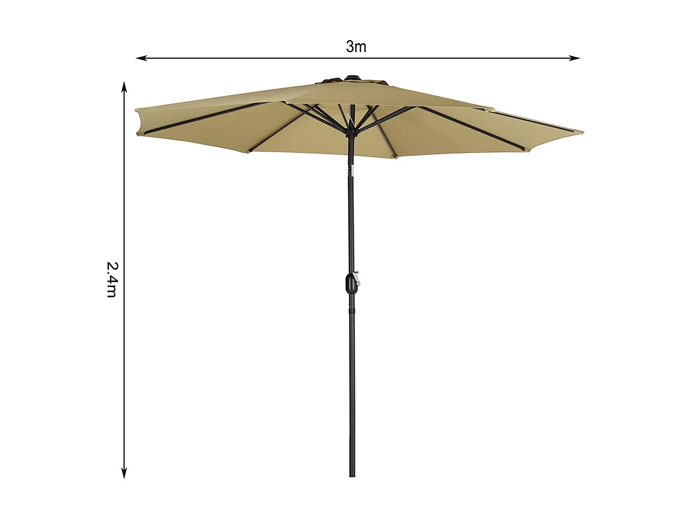 Large 3m Classic Parasol with Cement Base - Taupe