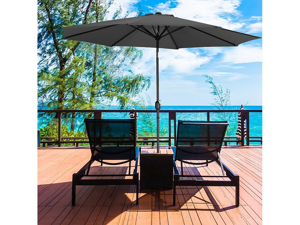 Large 3m Classic Parasol with Cement Base - Black
