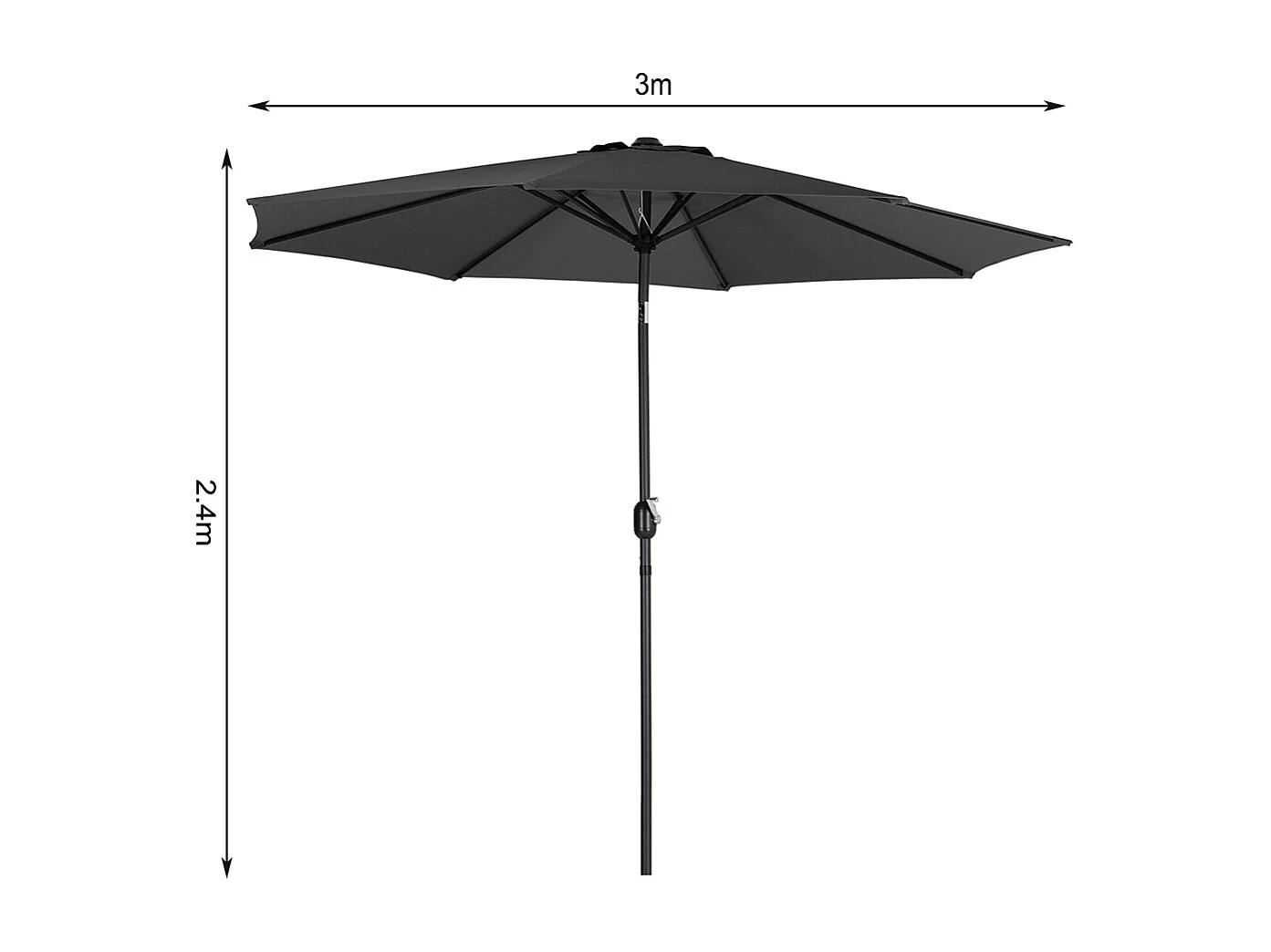 Large 3m Classic Parasol with Cement Base - Black