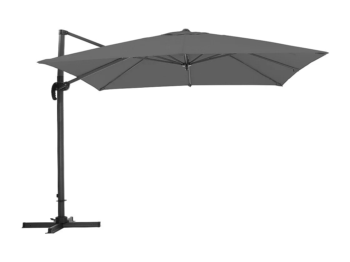 Large 3m Square Rotating Cantilever Parasol with Square Base - Dark Grey
