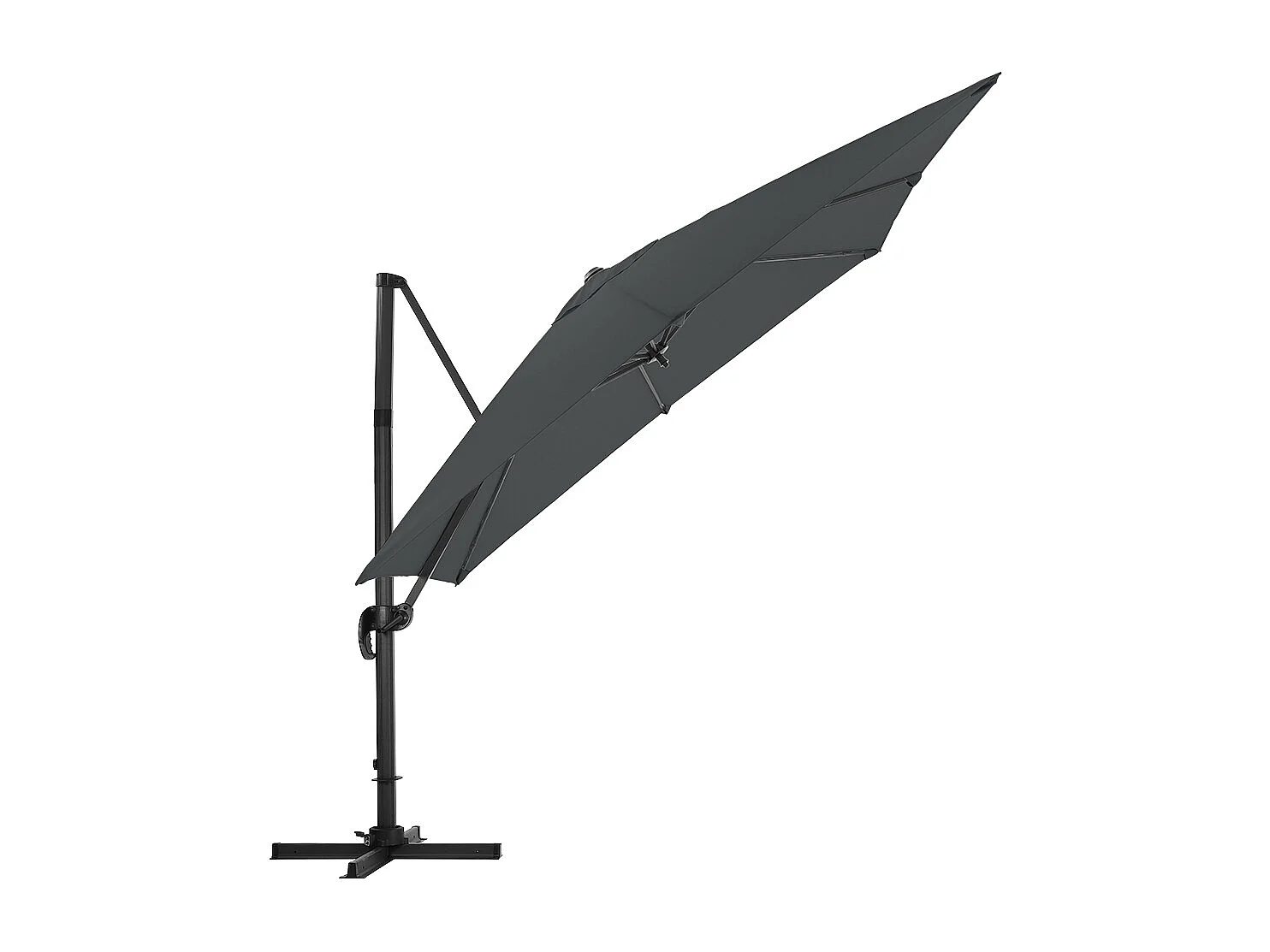 Large 3m Square Rotating Cantilever Parasol with Square Base - Dark Grey