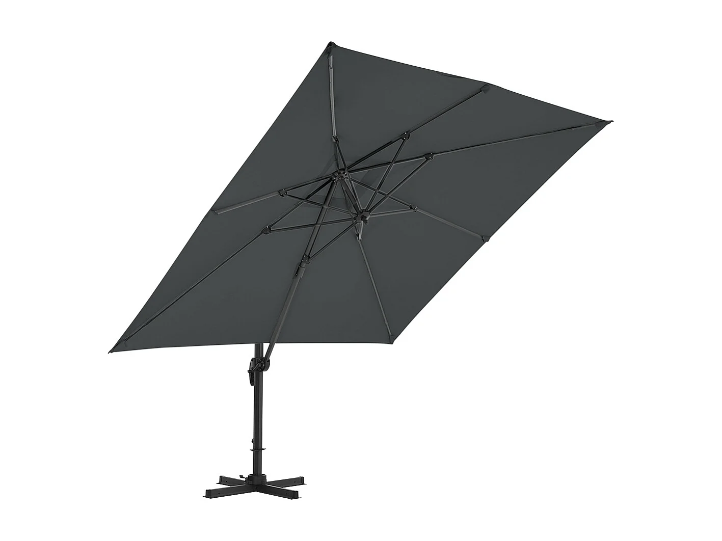 Large 3m Square Rotating Cantilever Parasol with Square Base - Dark Grey