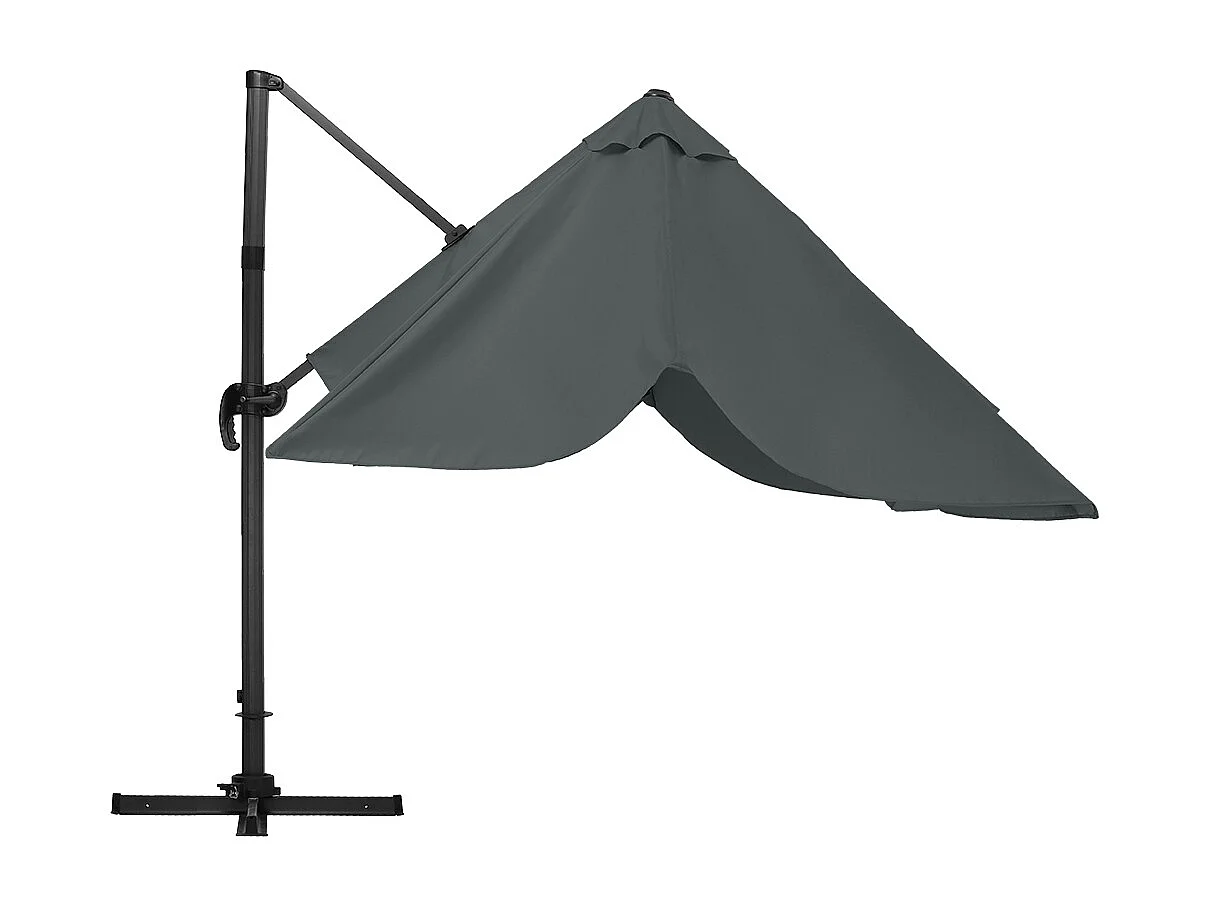 Large 3m Square Rotating Cantilever Parasol with Square Base - Dark Grey