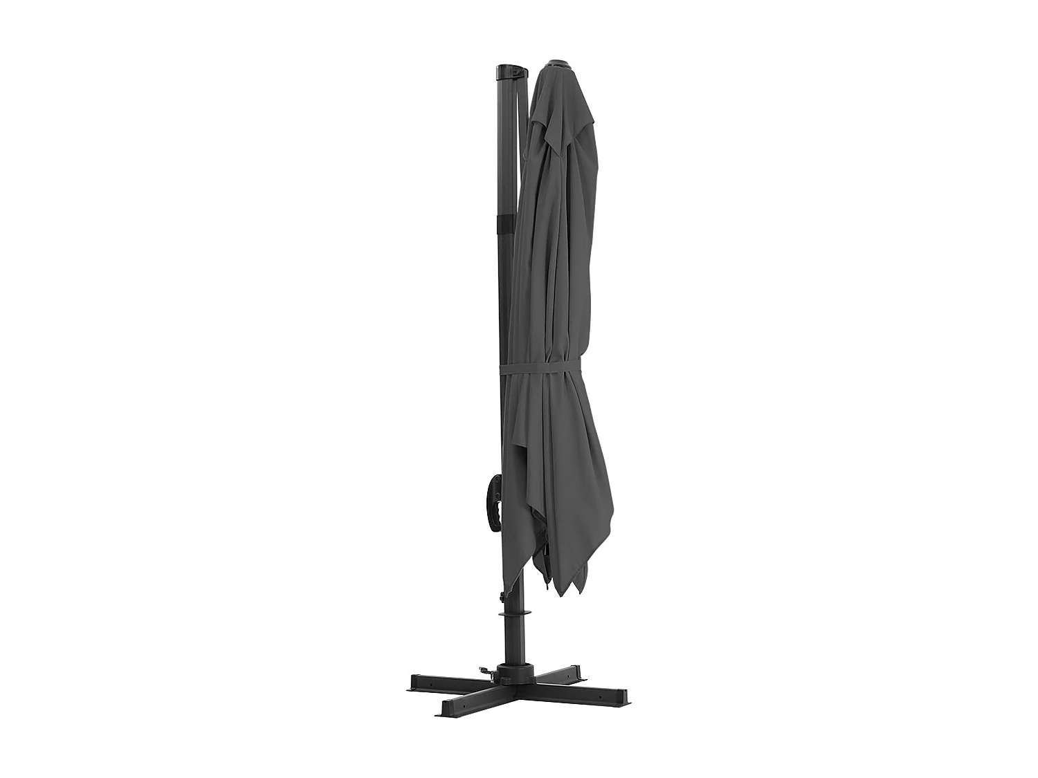 Large 3m Square Rotating Cantilever Parasol with Square Base - Dark Grey