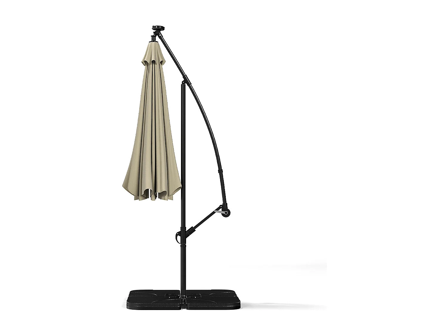 3m Solar 32 LED Lights Parasol with Crank, Cross & Square Base - Beige