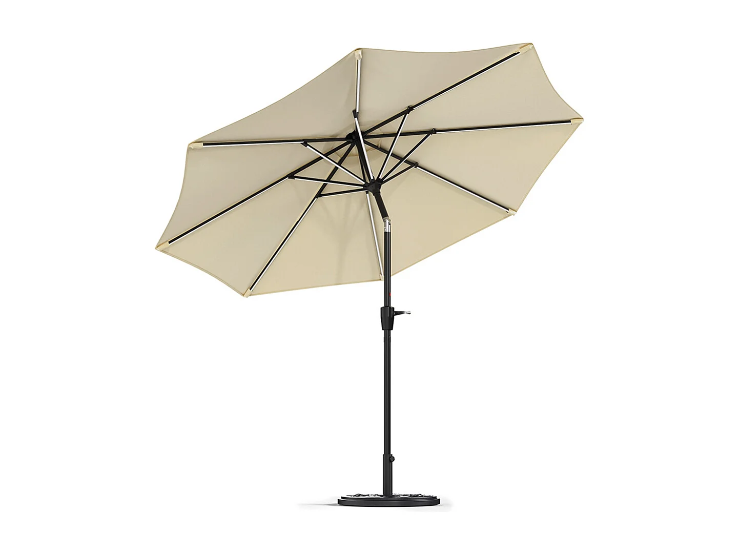 Large 3m Solar LED Parasol with Cement Base - Beige