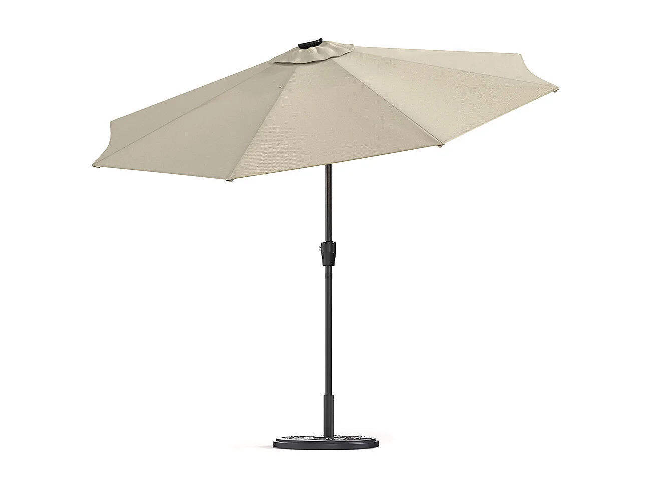 Large 3m Solar LED Parasol with Cement Base - Beige