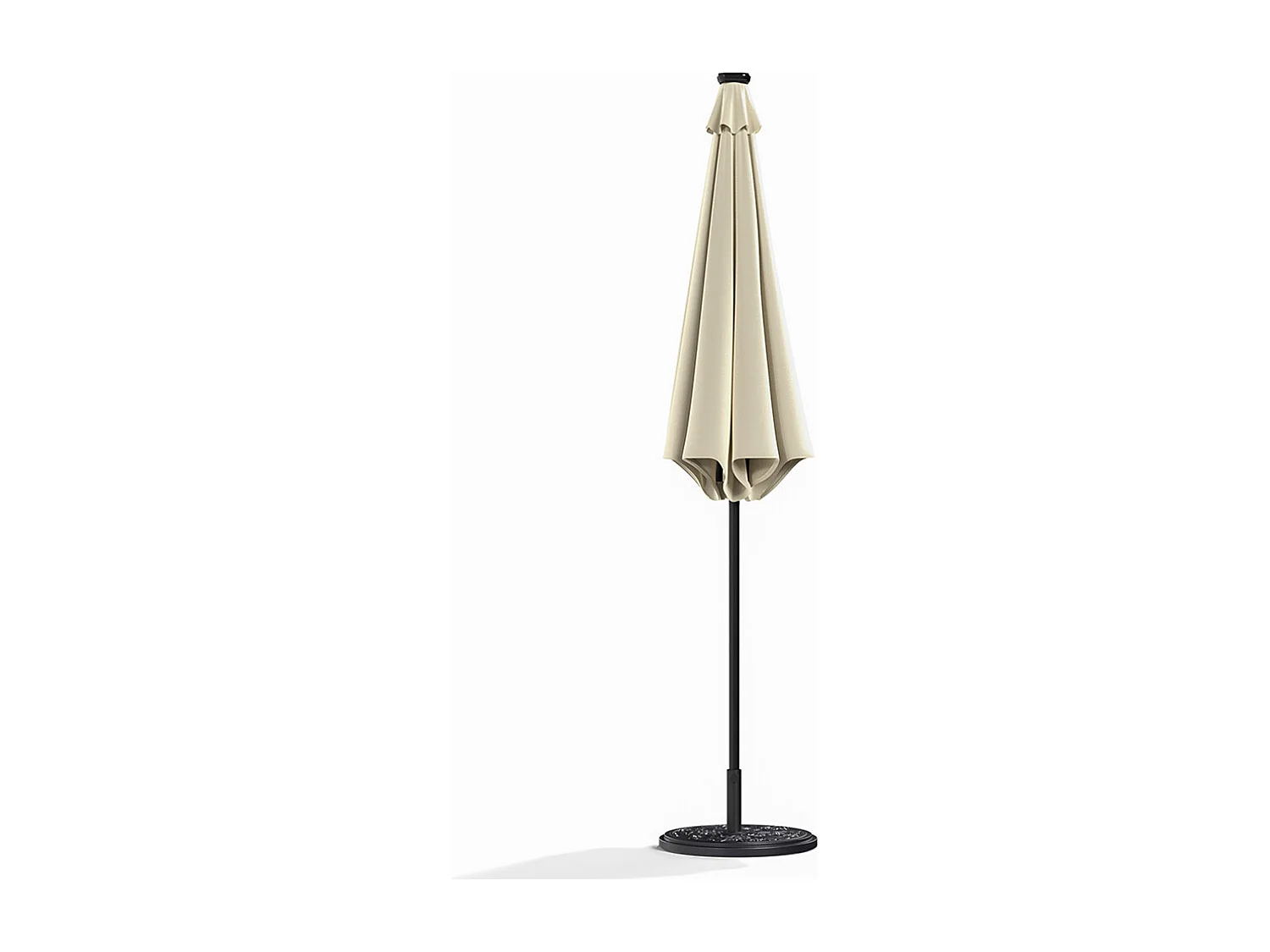 Large 3m Solar LED Parasol with Cement Base - Beige