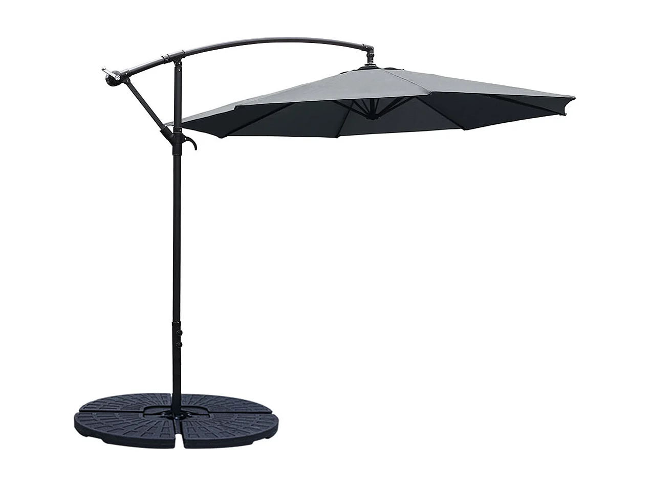 Large 3m Cantilever Parasol with Cross & Fillable Base - Dark Grey
